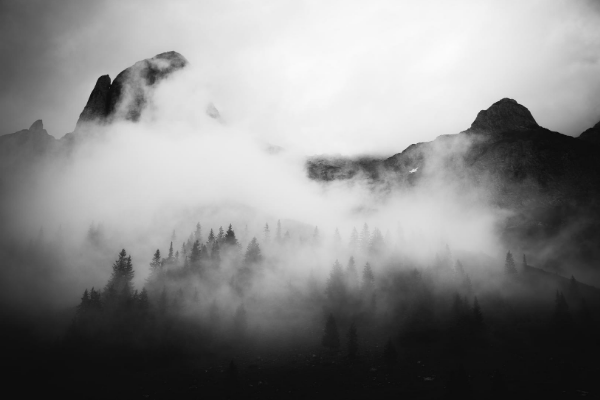 fog covering mountains like uncomfortable emotions - feeling
 the feels
