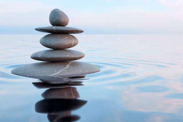 zen rocks on water stress free
