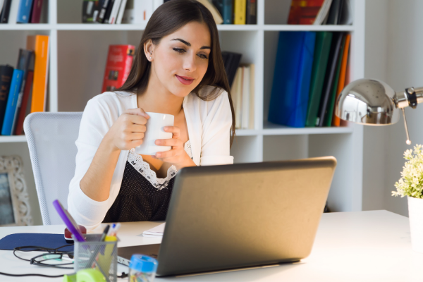 woman starting her day relaxed