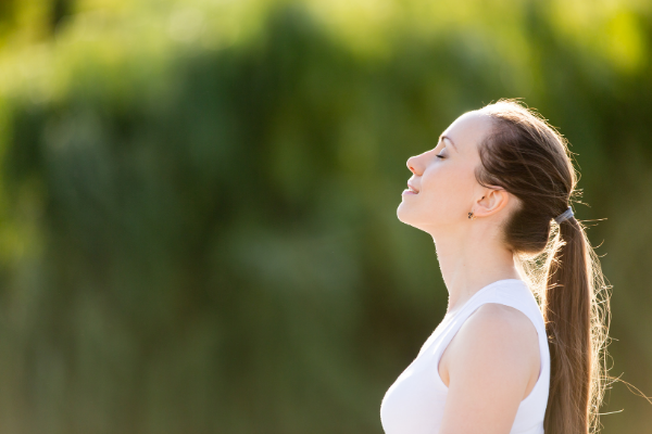 woman being present and connecting to self