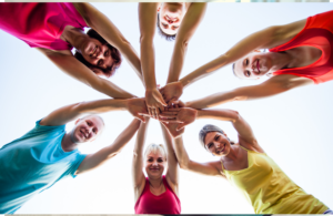 group of women supporting each other